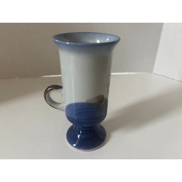 Vintage OTAGIRI Stoneware Pedestal Irish Coffee Mug Seagulls Lighthouse Nautical - Picture 3 of 6